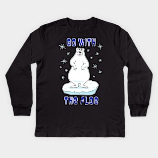 Go With The Floe Polar Bear Kids Long Sleeve T-Shirt